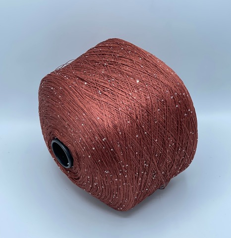 Бобинная пряжа, Linette Pailletes, 450м, 80% Лен, 20% Полиэстер(пайетка), Медный+пайетка. 39388