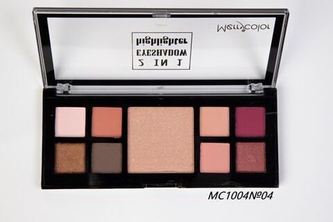 MC1004№04 Набор хайлайтер+тени для век 2 IN 1 EYESHADOW HIGHLITER - бежевый-коричневый палитра