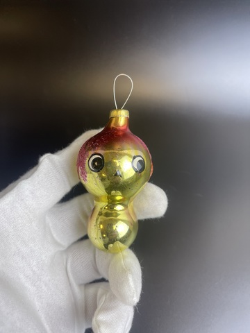 Ёлочная игрушка Чебурашка, винтаж, стекло, СССР 1950-1980 гг
