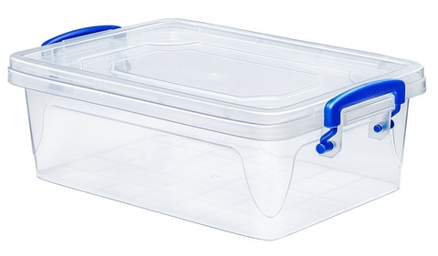 Контейнер для хранения Эльфпласт Fresh Box slim 2 литра прозрачный/синий с крышкой 25,5х17,3х8,5 см