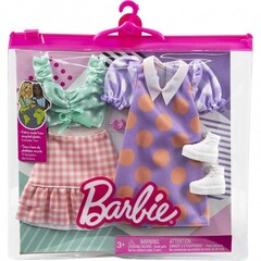 Модная одежда для куклы Барби, 2 комплекта, клетка и горох серия Мода