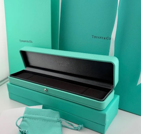 77801- Коробка/футляр TIFFANY для теннисного браслета, подарочный комплект упаковки ,кожа цвет тиффани
