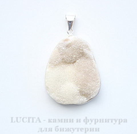 Подвеска Кварц в рамке (цвет - античное серебро) 46,2х33,9х10,8 мм №15 ()