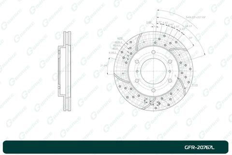 Диск тормозной перфорированный вентилируемый G-brake GFR-20767L левый