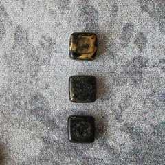 Чешские бусины Tile - черный с золотом - 6*6 мм.