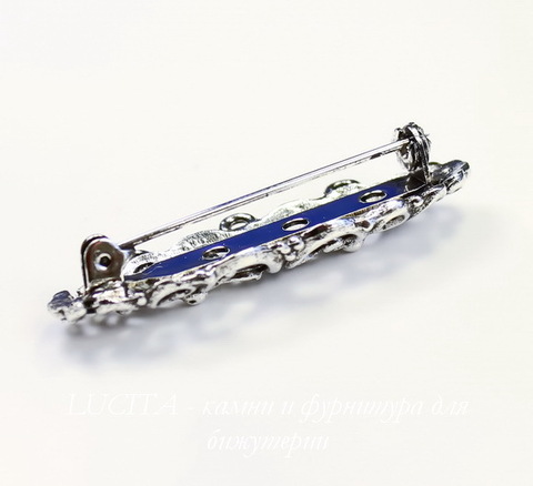Основа для броши Quest Beads "Флорентийская" (цвет-античное серебро) 47х16 мм