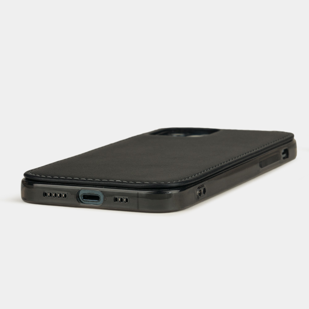 Чехол-накладка для iPhone 12 Pro Max из натуральной кожи теленка, черного цвета