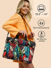 Сумка для ноутбука 13,3" и 14" с ремнем на плечо и большим карманом спереди (Джунгли)