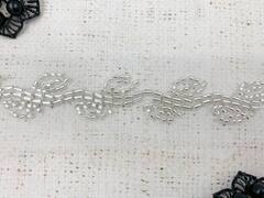 Тесьма декоративная вышивка стеклярус, ш. 2 см, белый