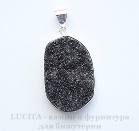 Подвеска Кварц в рамке (цвет - античное серебро) 41х24,5х10,2 мм №23 ()