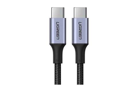 Кабель  UGREEN US316 (15799P) 100W USB-C to USB-C PD Fast Charging Braided Cable 5A Max 2шт, 0,25м, серый