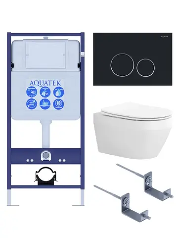 Aquatek SET Aquatek ЛЕЯ Т-0-20 4в1 SET Aquatek ЛЕЯ Т  (рама Aquatek Standard INS-0000012, клавиша KDI-0000020 ,KKI-0000002 крепёж+унитаз ЛЕЯ AQ1199T-00  с тонким сиденьем soft-close