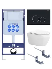 Aquatek SET Aquatek ЛЕЯ Т-0-20 4в1 SET Aquatek ЛЕЯ Т  (рама Aquatek Standard INS-0000012, клавиша KDI-0000020 ,KKI-0000002 крепёж+унитаз ЛЕЯ AQ1199T-00  с тонким сиденьем soft-close фото