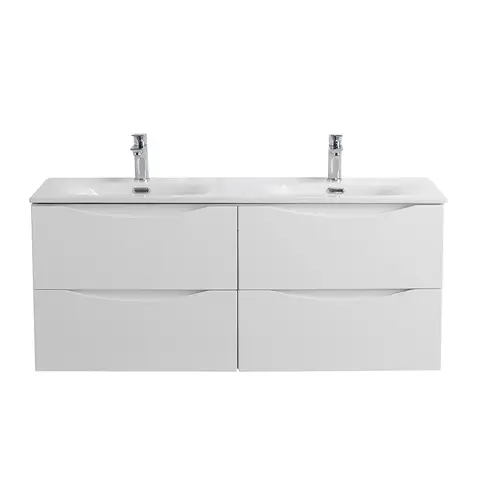 BelBagno MARINO-CER-N-1200-4C-SO-BL-P MARINO-CER-N База под раковину подвесная с четырьмя выкатными ящиками, Bianco Lucido, 1202x462x500, MARINO-CER-N-1200-4C-SO-BL-P