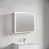 SC8080 Зеркальный шкаф для ванной комнаты из алюминия SANCOS Evoke 800x700х136 мм, с LED подсветкой