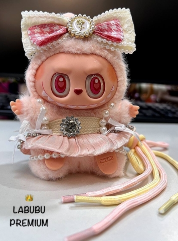 Игрушка брелок LABUBU premium розовая с бантиком