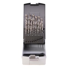 Набор сверл по металлу 1-13мм 25шт DIN338 HSS-G 135° LH-Левые (пл. кейс) H-Tools 214215LiROHT
