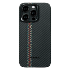 Чехол из арамидного волокна с поддержкой MagSafe PITAKA Fusion Weaving MagEZ Case 4 600D для iPhone 15 Pro, Rhapsody (Рапсодия)