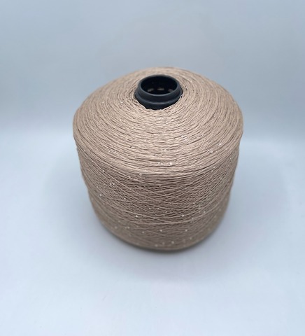 Бобинная пряжа (пр.Италия),Linette Pailletes, 450/100гр, 80% Лен, 20% Полиэстер(пайетка), цвет-Бежевый+пайетка. арт.36742