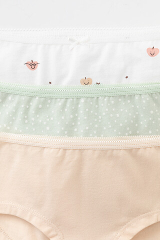 трусы/ уп  для девочки  К 1964-3уп/зеленая лилия,бежевый,сахар,яблочки