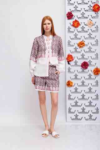 IVI Костюм льняной в геометрический узор