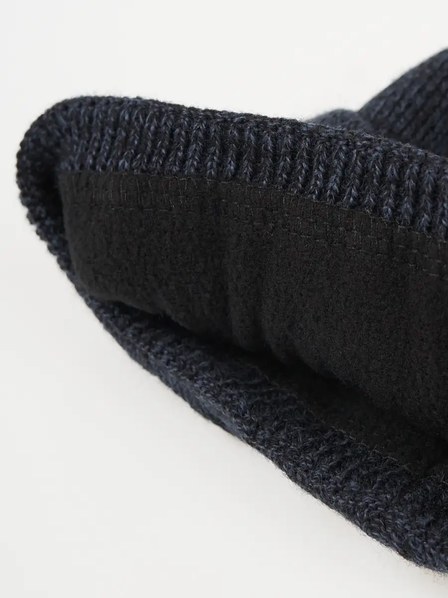 Шапка мужская зимняя шерстяная вязаная с отворотом