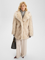 ЭКО-шуба CARRIE, молочная с серыми кончиками
