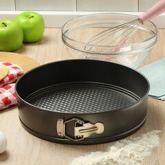 Форма для выпечки сталь, 28х28х6.8 см, антиприг, кругл, разъем, Daniks, K-805