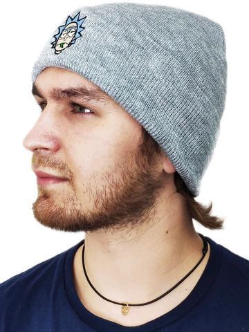 Картинка шапка вязаная Skully Wear beanie r&m gray - 4