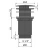 Alcaplast A396BLACK Донный клапан сифона для умывальника 5/4", цельнометаллический, с большой заглушкой, для умывальников без перелива, черный-мат