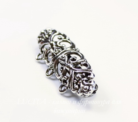 Основа для броши Quest Beads "Флорентийская" (цвет-античное серебро) 47х16 мм