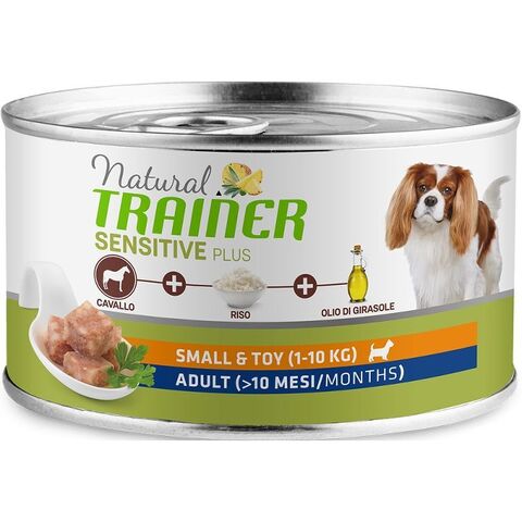 Trainer NAT.SENSITIVE PLUS Mini Adult консервы гипоал.рацион д/взрос.собак мелких пород (конина)150г