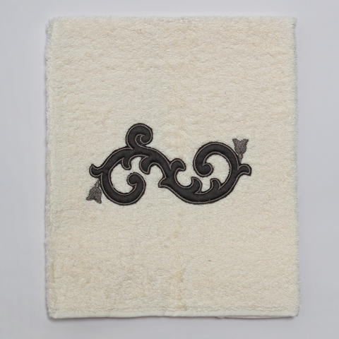 Полотенце 110х150 Old Florence Ricciolo с коричневой аппликацией бежевое