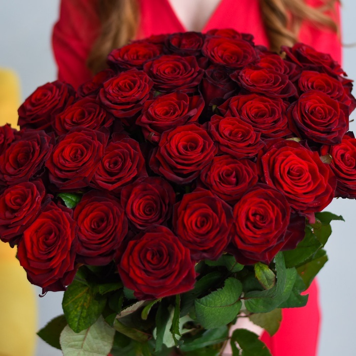 Купить букет 35 красных бордовых роз в Перми