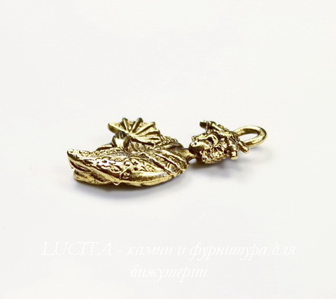 Подвеска Quest Beads "Гейша" (цвет-античное золото) 23х12 мм