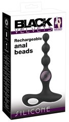 Черная анальная цепочка с вибрацией Rechargeable Anal Beads - 20 см. - 