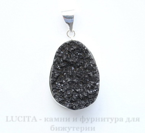 Подвеска Кварц в рамке (цвет - античное серебро) 34х23х16 мм №13 ()