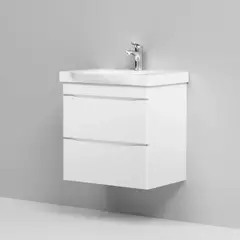 Тумба подвесная с раковиной, 65 см, 2 ящика, белый, глянцевая, AM.PM LIKE - M80FHX0652WG