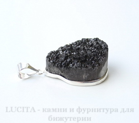 Подвеска Кварц в рамке (цвет - античное серебро) 34х23х16 мм №13 ()