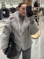 Пуховик oversize с кашемиром и мехом норки