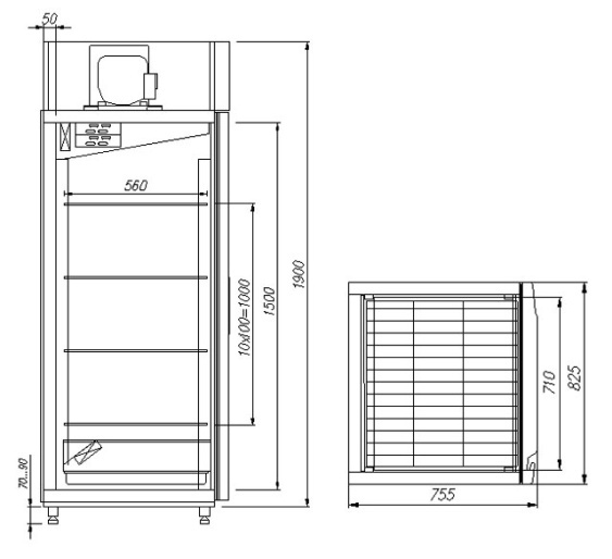 Шкаф холодильный POLUS M700GN-1-G-MHC 9005