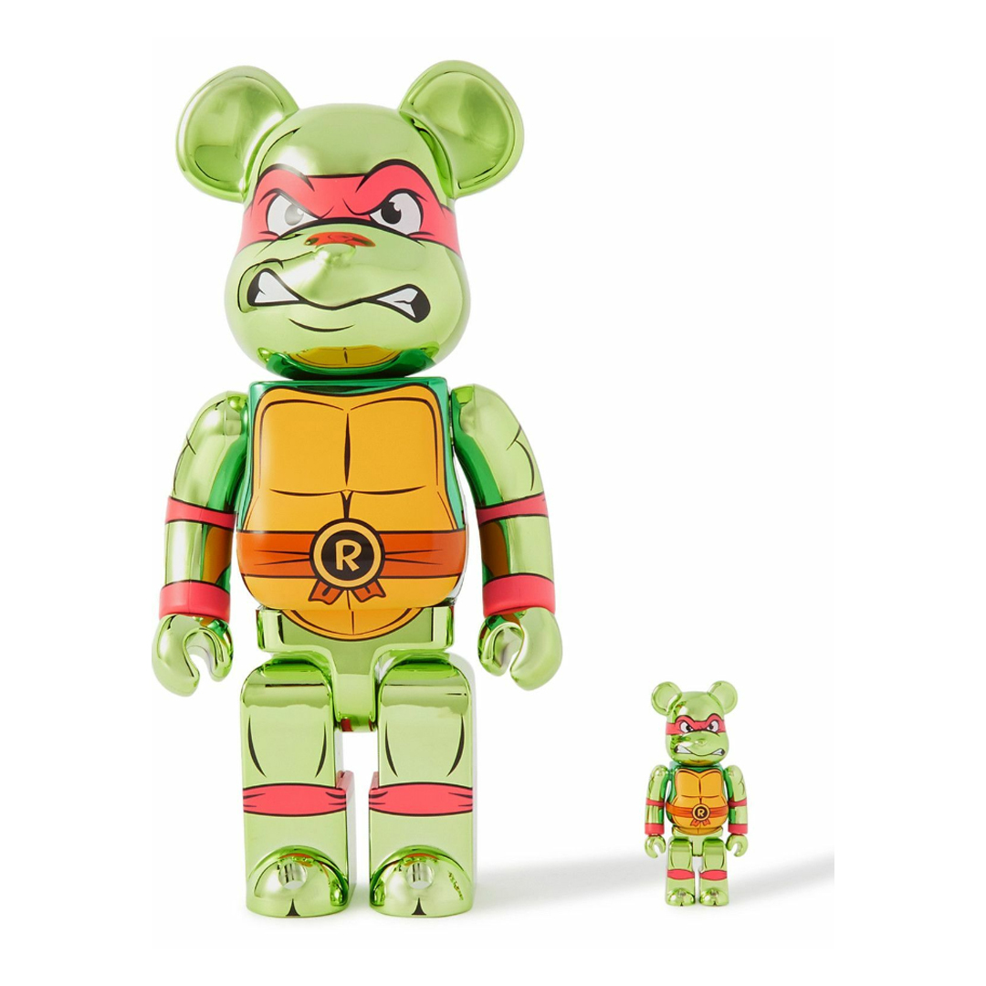 Фигурка 400% & 100% Bearbrick Set - Raphael Chrome (Teenage Mutant Ninja Turtles)