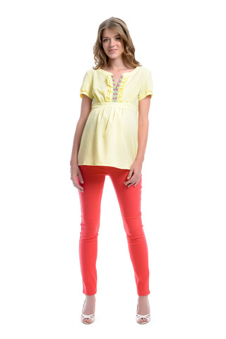 Блуза Х-образного силуэта жатка цвет светло-желтый