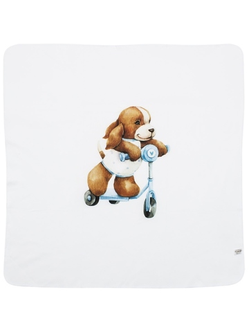 Трикотажный плед "Собачка на самокате"