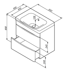 Тумба подвесная с раковиной, 65 см, 2 ящика, белый, глянцевая, AM.PM LIKE - M80FHX0652WG