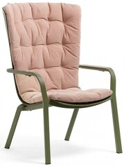 Лаунж-кресло пластиковое с подушкой Nardi Folio, агава, розовый