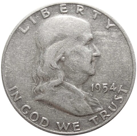1/2 доллара 1954 год. США (D) VF (Франклин)