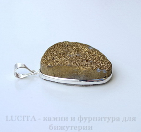 Подвеска Кварц в рамке (цвет - античное серебро) 42х29,5х12,3 мм №12 ()