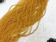 Бусины граненые Рондель, d 4 мм, 1 уп=10 нитей, 1 нить 45 см, янтарный