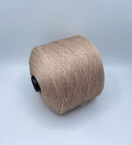 Бобинная пряжа (пр.Италия),Linette Pailletes, 450/100гр, 80% Лен, 20% Полиэстер(пайетка), цвет-Бежевый+пайетка. арт.36742